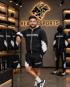 REXFIT SPORTS 2026 Custom <b>Men</b> <b>Black</b> Nylon Windbreaker Jacket and <b>Shorts</b> Set Private Label Streetwear Sportswear Nylon Tracksuit - Product Image 4