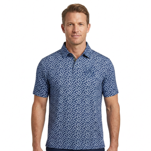Chemise à manches courtes pour homme, bleue, imprimée, formelle, en coton, respirante, séchage rapide - Product Image 3