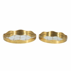 Irregular Gold Plated Storage <b>Tray</b> With <b>Mirrored</b> Surface Polished Finish Modern Luxury Design For Table Use 2 Pack - Product Image 4