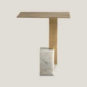 Opulent Durable Modern Rectangular Side <b>Table</b> with Marble Base and Aluminum Top Contemporary Design for Living Room - Product Image 2