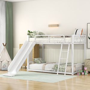Letto a Castello in Metallo Bianco con Scivolo per Bambini - Product Image 2