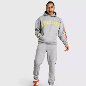 Conjunto de chándal de algodón French Terry de peso pesado para invierno, de color liso, personalizado, de dos piezas, para hombre - Product Image 1