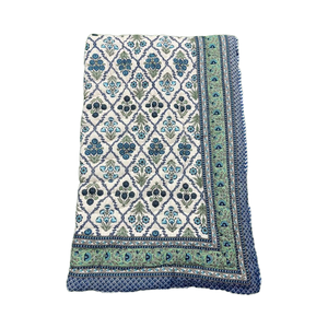 Couverture légère et douce en coton écologique imprimé à la main, motif floral indien réversible, style Kantha Jaipuri - Product Image 1