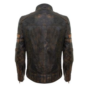 Chaqueta de Motociclista de Cuero Lavado para Hombre, Manga Larga, Estilo Clásico, para Todas las Temporadas - Product Image 3