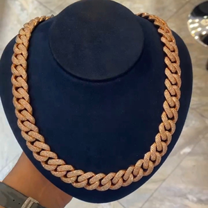 Cadena Cubana de Lujo Estilo Hip Hop, Totalmente Cubierta de Diamantes, Corte Redondo, Cadena Cubana Miami Unisex, Collar de Joyería - Product Image 3