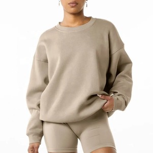 Organic Cotton Oversized Crewneck Women's Sweatshirt Premium Heavyweight Fleece Drop Shoulder <b>Jumper</b> For Women - Product Image 2