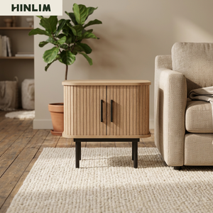 Mesa Auxiliar de Madera Minimalista Moderna de Mediados de Siglo con Almacenamiento, Muebles para Dormitorio - Product Image 4