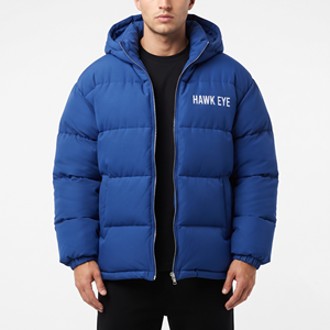 Men Winter Warm Puffer Jacket Hooded Quilted <b>Padded</b> Full Zip <b>Coat</b> Casual Outdoor Insulated Jacket Custom Your Own Logo - Product Image 1