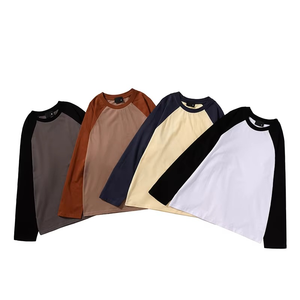 Nouveau T-shirt de baseball tricoté à manches longues décontracté pour hommes, col montant athlétique raglan, avec logo personnalisé, vente en gros - Product Image 3