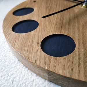 Hand Crafted Modern Wooden <b>Wall</b> <b>Clock</b> Round Analog Quartz Design With Black Dot Markers For Living Room - Product Image 5