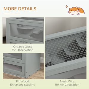 Criceto grigio a 2 livelli casa apribile Top e porta con mensola e scala Design salvaspazio per animali domestici - Product Image 6