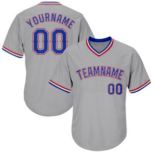Camiseta de Béisbol Personalizada con Cuello en V Gris para Hombre, Manga Corta, Nombre del Equipo Bordado, Ropa Deportiva de Poliéster que Absorbe la Humedad - Product Image 2