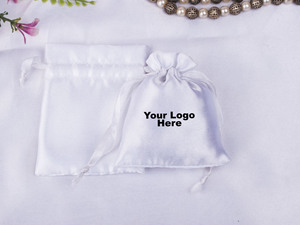Wholesale Craftjaipur Custom Printed Logo Silk <b>Drawstring</b> Satin Rectangle Jewelry <b>Pouch</b> 3x4 Inches Lightweight Gift Wrapped - Product Image 6