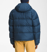 Veste matelassée en duvet à capuche bleu marine pour homme, coupe-vent, fermeture éclair, décontractée, chaude pour l'hiver, coupe régulière CP-MPJ-08