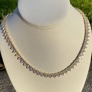 Collier chaîne tennis en moissanite taille cœur 5MM avec argent 925 plaqué or jaune, bijoux unisexes pour mariage et fête, pour les amoureux - Product Image 3