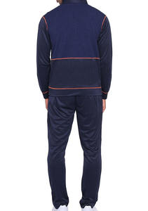 Ensemble de survêtement bleu marine pour homme, manches longues, fermeture éclair sur le devant, ensemble décontracté deux pièces avec poches latérales, respirant, polyester et coton, vêtements d'automne - Product Image 4