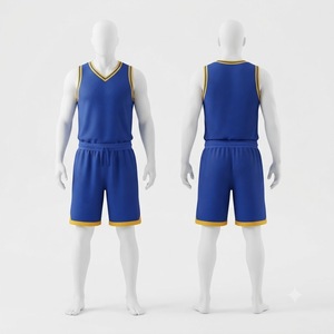 Conjunto de Camiseta de Baloncesto Azul para Hombre, Cuello en V, Sin Mangas, Malla Transpirable, Uniforme con Estampado Sublimado, para Adultos, Todas las Temporadas - Product Image 1