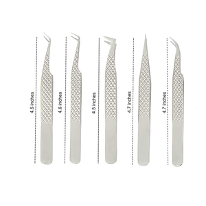 Private Label Eyelash Tweezers Eye Lash <b>Extensions</b> Anti-Static Stainless Steel Lashes Applicators Tools Custom Tweezers Set Kit - Product Image 2