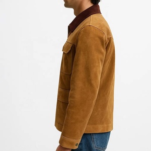 <b>Men's</b> <b>Suede</b> Shirt <b>Jacket</b> Workwear Style Turn-down Collar Four Pockets Autumn Wear Regular Fit - Product Image 4