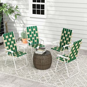 Set di 4 Sedie Pieghevoli Classiche Verdi da Giardino con Braccioli, Mobili Portatili per Esterni e Campeggio - Product Image 2