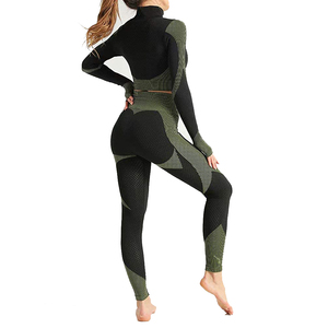 Custom Women Yoga <b>Set</b> OEM Nylon Spandex Fabric High Waist Seamless Gym Fitness <b>Set</b> Manufacturer Supplier - Product Image 2