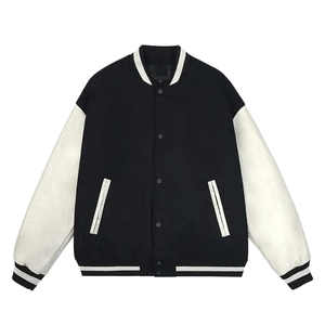 Veste de style universitaire unisexe gris marine, style preppy, boutonnée sur le devant, en tricot de polyester et coton, pour l'automne - Product Image 4