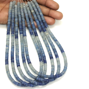 Perles plates en opale bleue naturelle ombrée |   Perles de pierre d'opale lisse |   Fil de 15 pouces |   Fournitures de fabrication de bijoux en gros - Product Image 1