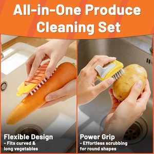 Paquete de 2 Cepillos Flexibles en Forma de Zanahoria para Limpiar Frutas y Verduras, Cepillo para Patatas, Anillo de Cocina para Limpiar Frutas - Product Image 6