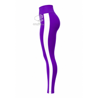 Ensemble de sport violet pour femme NCVW avec panneaux latéraux contrastants blancs, veste à col montant et fermeture éclair intégrale, leggings taille haute, ensemble de vêtements de sport