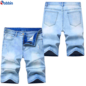 Pantalones Cortos de Mezclilla de Algodón para Hombre, Cómodos, de Estilo Recto, con Cintura Elástica, Ropa Casual de Marca, Transpirables, para Verano - Product Image 4