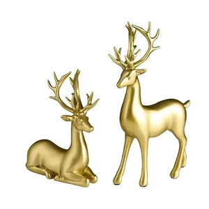 Christmas Reindeer Decoration <b>Gold</b> Reindeer Figurine Metal Reindeer <b>Statue</b> Christmas Deer Figurine Golden Deer Ornament Reindeer - Product Image 1