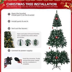 7 FT Snow Tipped <b>Artificial</b> Christmas <b>Tree</b> 150 Warm Lights Remote Control 1100 <b>Branch</b> Tips Sturdy Metal Stand DIY 1100 <b>Branch</b> - Product Image 6