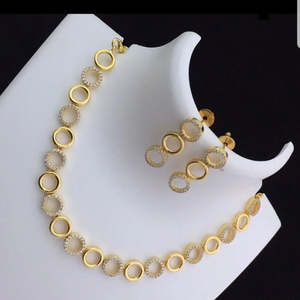 Fashion Jewelry Set-round Pattern American Diamond Embellished Necklace - Product Image 1