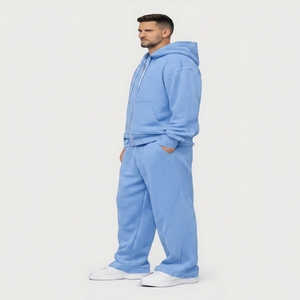 Conjunto de Sudadera con Capucha Extra Grande y Pantalones Deportivos Holgados de Alta Calidad para Hombre, Chándal Deportivo Informal Personalizado de Punto Liso para Hombre - Product Image 4