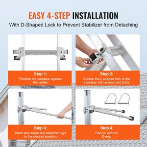 Stabilizzatore Regolabile per Scala a Muro Resistente, Facile da Usare, Accessori per Grondaie e Scale Estensibili, Componenti per Ponteggi - Product Image 5