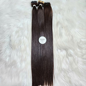 Extensions de cheveux naturels vietnamiens bruts de qualité supérieure, super double drawn, lisses comme des baguettes, couleur marron, 20 pouces, à bandes adhésives, du fabricant. - Product Image 1