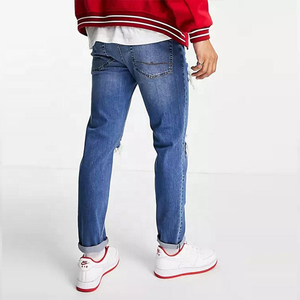 Pantalones Cargo de Mezclilla Oscura Sólida con Acabado Stonewashed para Hombre, de Alta Calidad, Ecológicos, de Secado Rápido, Estilo Hip Hop, Venta al por Mayor Personalizada de Fábrica - Product Image 2