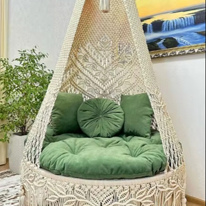 Balançoire en macramé, chaise suspendue en macramé, balançoire de patio en macramé, hamac, chaise d'intérieur, chaise balançoire en macramé, hamac - Product Image 1