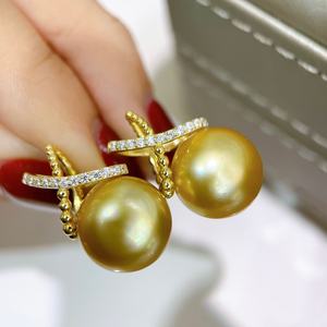 Pendientes de Plata de Ley S925 de Lujo Ligero con Perlas Naturales Redondas de 11-10 mm, Impecables, Perfectos para Primavera y Verano, Nuevo Producto - Product Image 1