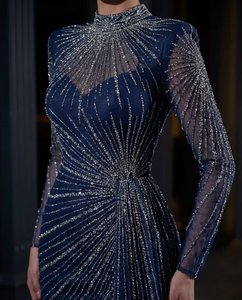 ชุดราตรีทรงเมอร์เมดประดับลูกปัดหรูหราสำหรับผู้หญิง ชุดราตรีออกงานไหล่เฉียงแบบขายส่ง ชุดราตรีปักเลื่อมวิบวับสำหรับงานกาล่า - Product Image 3