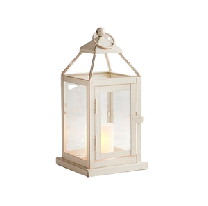 Candelabro de Metal alto blanco moderno hecho a mano, farol para interior y exterior, boda, Navidad, eventos, decoración del hogar, vela de piedra hecha a mano - Product Image 1