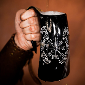 Tasses à boire en corne naturelle, fabriquées à la main, pour hommes, authentiques tasses nordiques pour la décoration de fêtes à la maison - Product Image 1