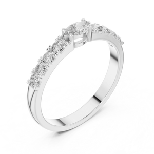 Marquise & round CUT Lab Grown Diamond 18K แหวนเพชรสีเหลืองทองแหวนหมั้นงานแต่งงานคลาสสิกเครื่องประดับเพชรโตใหม่ - Product Image 6