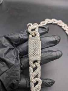 <b>Iced</b> <b>Out</b> Link <b>Chain</b> Necklace VVS Moissanite Baguette Diamond Miami <b>Chain</b> Hip Hop Jewelry For Men In 925 Silver - Product Image 4