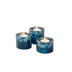 Portavelas cilíndrico de resina hecho a mano con flores reales prensadas, elegante candelabro botánico de resina epoxi para mesa - Product Image 3