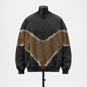 Men’s <b>Vintage</b> Acid Wash Crewneck <b>Sweatshirt</b> Custom Oversized Streetwear Pullover OEM Manufacturer - Product Image 1