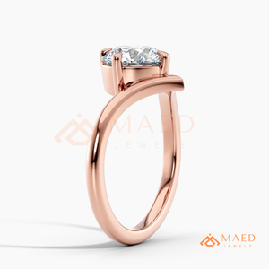 Bague de fiançailles ronde en or rose avec moissanite, bijoux de mariée en diamant de laboratoire pour femme, bague d'anniversaire USA - Product Image 6