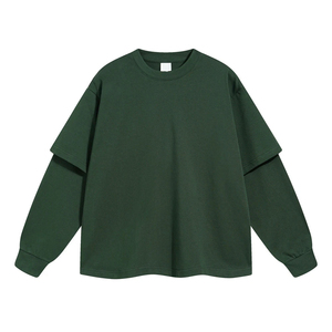 เสื้อยืดแขนยาวผ้าคอตตอน 100% แบบเรียบ ปรับแต่งได้ สองชั้น หนานุ่ม ระบายอากาศดี มีหลายสี - Product Image 4