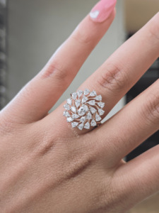 Mixed Shape Lab Grown Diamond Statement <b>Cluster</b> Ring 1.35 Ct Gold Floral Cocktail Ring Luxury Prong Set Anniversary Jewelry for - Product Image 1