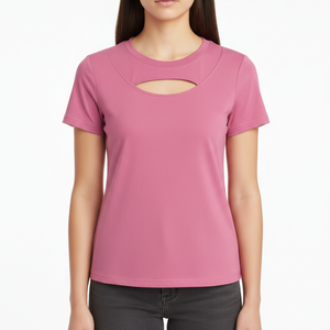 T-shirt en polycoton pour femmes, 180 GSM, peigné, séchage rapide, extensible, col rond, logo personnalisé, fabricant en gros - Product Image 1